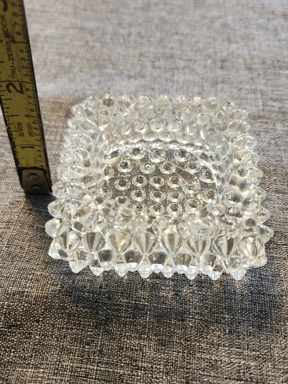 Vintage Fenton Clear Hobnail Square Salt Cellar / Tealight Holder